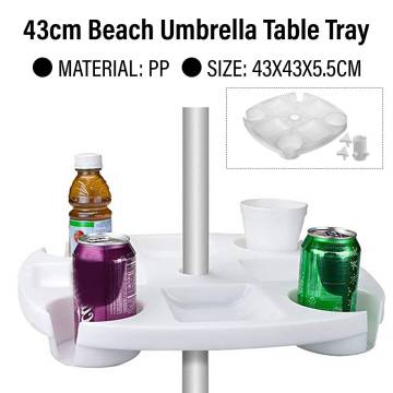 Plastic Beach Umbrella Table Tray 4 Drinks Snack Cup Holder Organizer Pool Parasol Umbrella Stands Canopy Shade Accessories