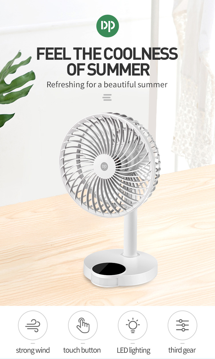 Desktop Portable 2400mAh Lithium Battery Rechargeable Fan-white-detail-1