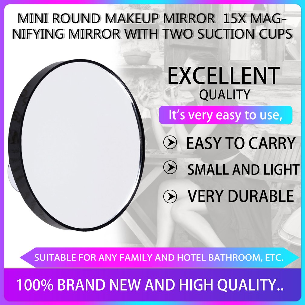 Portable Vanity Mini Pocket Round Makeup Mirrors 5X 10X 15X Magnifying Mirror With Two Suction Cups Compact Cosmetic Mirror Tool