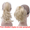 Girl's Claw Synthetic Pony Tail Hair Extensions Women Blonde Ponytail Hairpiece High Temperature Fiber 14Inch Long Horse Tail