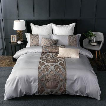 4/7Pcs Grey white Bed Sheet Pillowcase Duvet cover set Luxury 60S Egyptian cotton queen king double size Bedding set Bed linen37