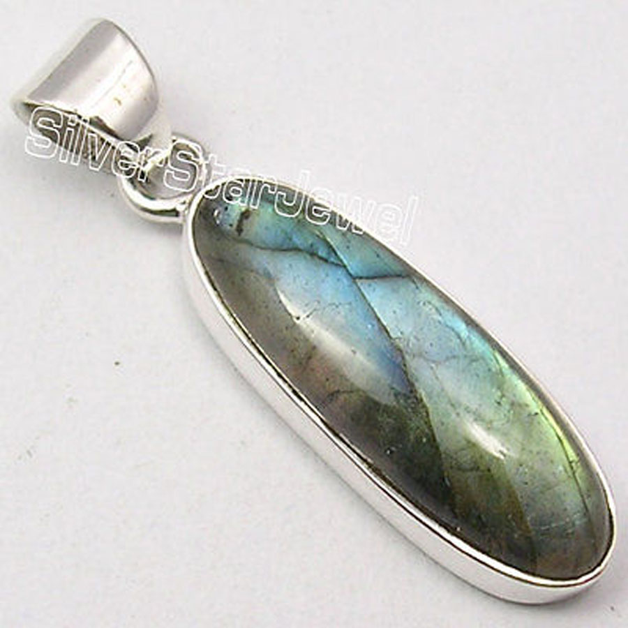 Muiltiple Choices Chanti International Solid Amazing BLUE FIRE LABRADORITE Cabochon Stone ART Pendant 3.2 CM Variation