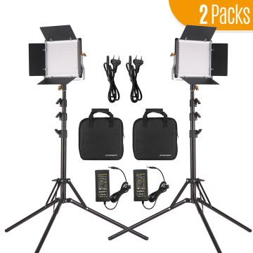 Andoer 2 Pcs LED Video Light lamp + Light Stand + Power Adapter + Power Cable + Storage Bag for Photography Photo Video Shooting
