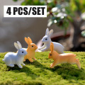 4 Pcs Running/Sitting Rabbit Garden Ornament Miniature Figurine Plant Pot Fairy Synthetic Resin Mini Animal Fairy Garden Decor