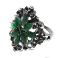 Special Offers zinc alloy Fashion jewelry wholesale emerald green resin flower finger Ring for women