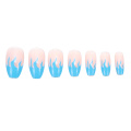 European Square Flame Fake Nails Design Blue Purple Fire Pattern Full Cover False Nails Artificial Nail Decal Art Tips with Glue