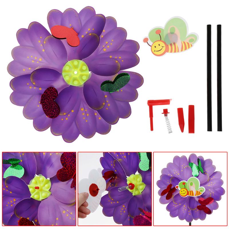 3D Butterfly Flower Windmill Colorful Wind Spinner Garden Yard Decoration Kids Toy Outdoor