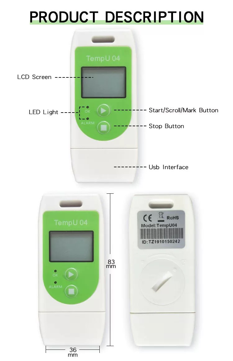 Cold chain USB Temperature Data Logger Pdf Report