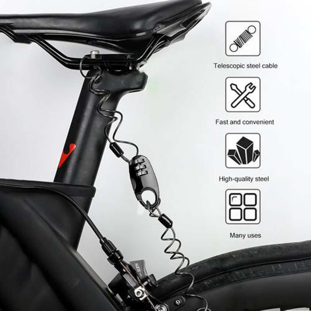 Bicycle Helmet Lock Portable Mountain Bike Cable Lock Anti-Theft Lock Bicycle Motorcycles Cable Lock for cycling Accessories