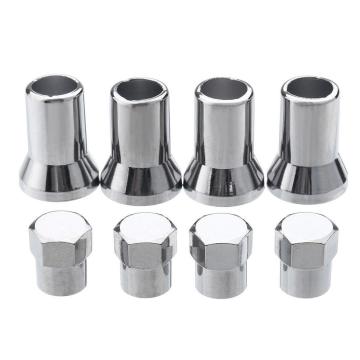 4Pcs TR413 Chrome Car Truck Tire Wheel Tyre Valve Stem Hex Caps with Sleeve Covers Car Tire Wheel Accessories