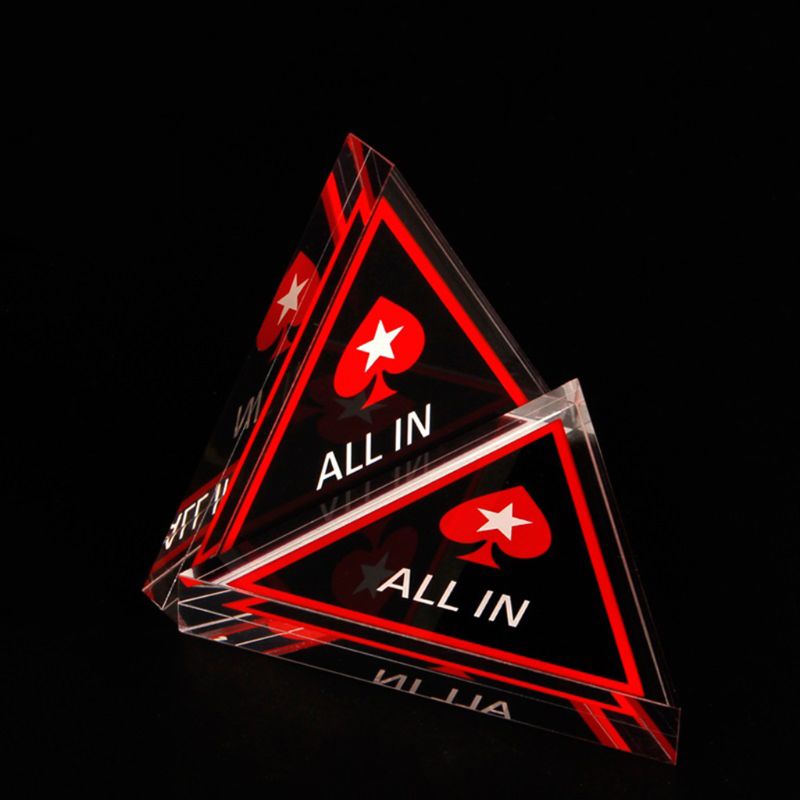 Acrylic Texas Hold'em Poker Chip ALL IN Triangle Poker Card Guard Casino Supply