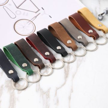 High-grade Cowhide Leather Car Keychain Wallet Cowhide Leather Key Chain Simple Waist Hanging Keychains Auto Keyrings Keyholder