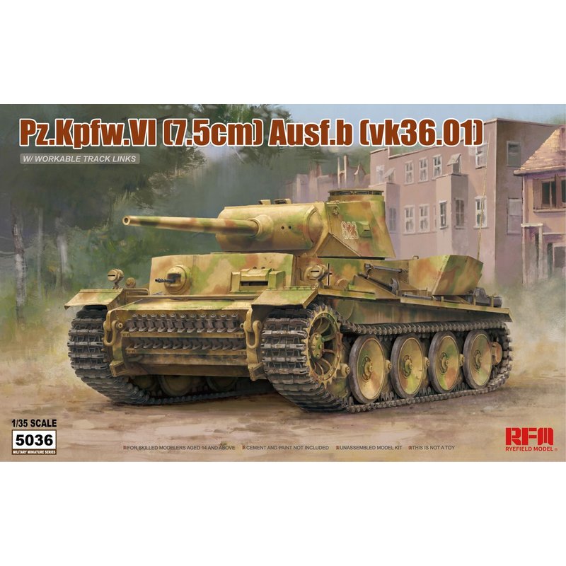 Rye Field Model RFM RM-5036 1/35 Pz.Kpfw.VI (7.5cm) Ausf.b(VK36.01) - Scale model Kit