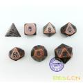 Bescon Antique Copper Solid Metal Polyhedral D&D Dice Set of 7 Old Copper Metal RPG Role Playing Game Dice 7pcs Set