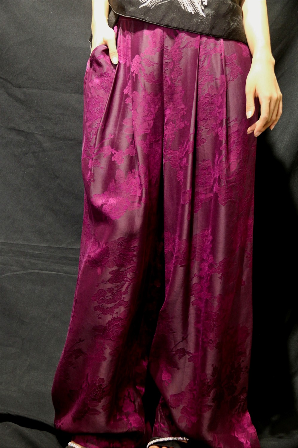 ladies silk trousers straight leg