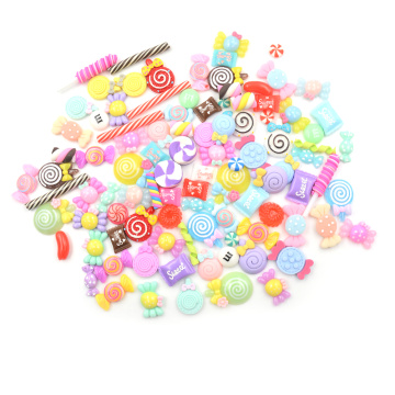 10Pcs/lot Miniature Resin Lollipop Candy Dollhouse Food Kitchen Toys DIY Phone Case Decor Crafts Dolls Miniature Pretend Toy