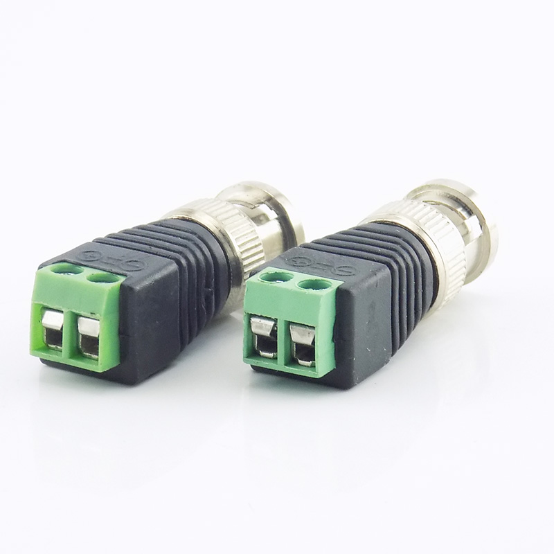 Gakaki 2x Coax CAT5 BNC Male Connector Plug DC Adapter Balun Connector for CCTV Camera Security System Surveillance Accessories