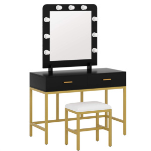 Makeup Vanity Desk with Cushioned Stool for Bedroom