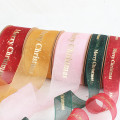 4.5-9 M/roll Organza Ribbon Snow Yarn Merry Christmas Printed Gift Wrapping Decoration Christmas Silk Golden Bronzing Ribbons