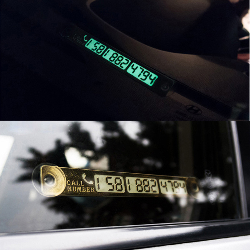 Portable Car Temporary Parking Card Phone Number Notification Night Light Sucker Plate Mobile Number Stickers Car Accessories