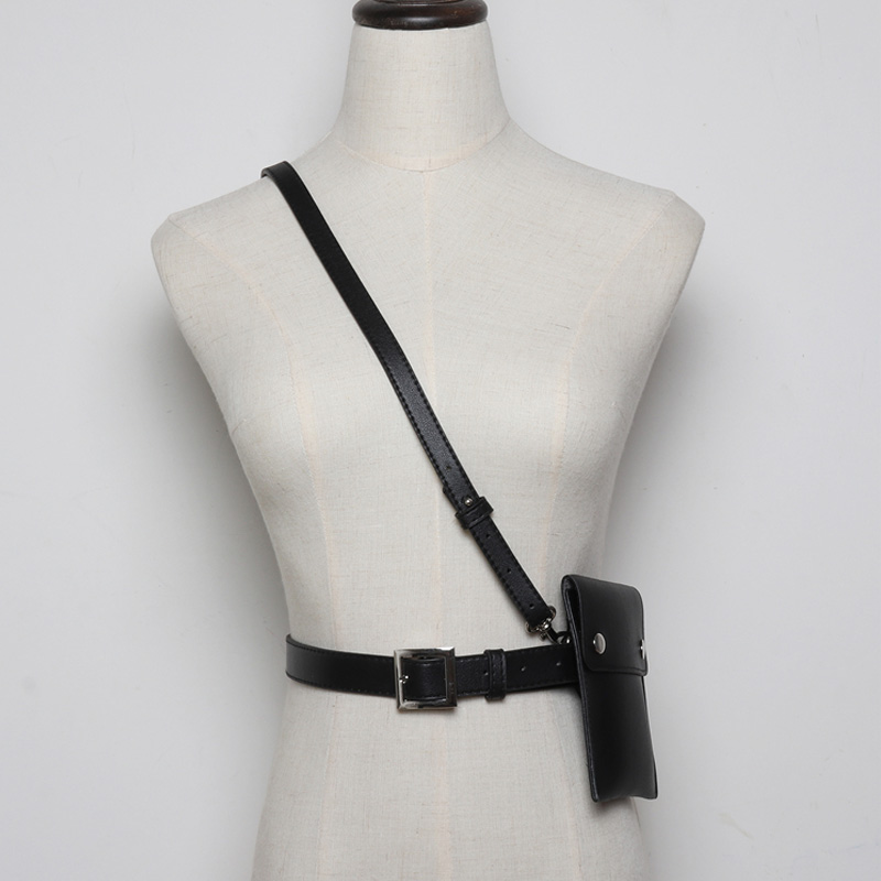Fashion leather Waist belts Pack Luxury Designer Small Women Waist suspender Phone Pouch Punk Belt strap bag accessories