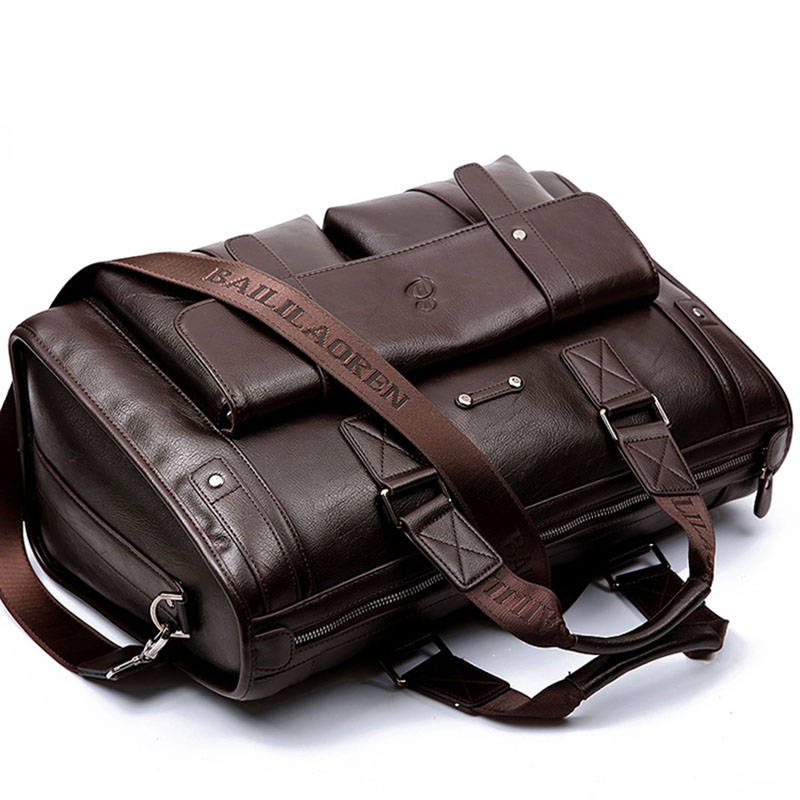 Men Split Leather Black Briefcase Business Handbag Messenger Bags Male Vintage Shoulder Bag Men's Large Laptop Travel Bags Hot