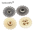 Lucia crafts 5 pairs/lot Gold/Gun black Flower Shape Metal Snap Fasteners Press Buttons DIY Sewing Clothes Accessories G0522