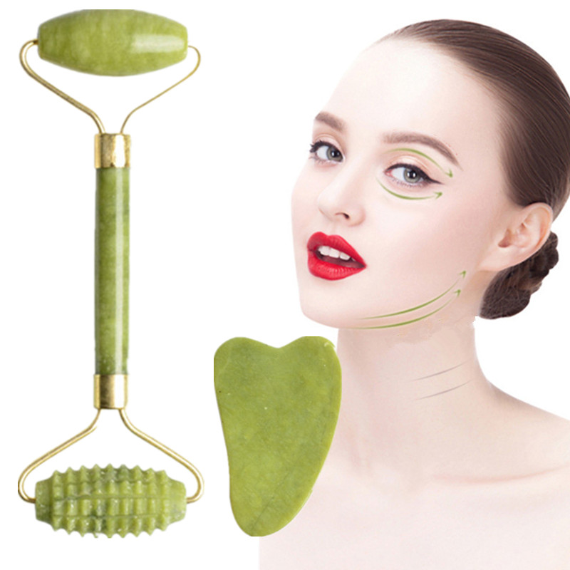 Facial Massage Roller Gua Sha Jade Stone Slimming Face Lifting Massager Body Skin Relaxation Beauty Health Care Tool