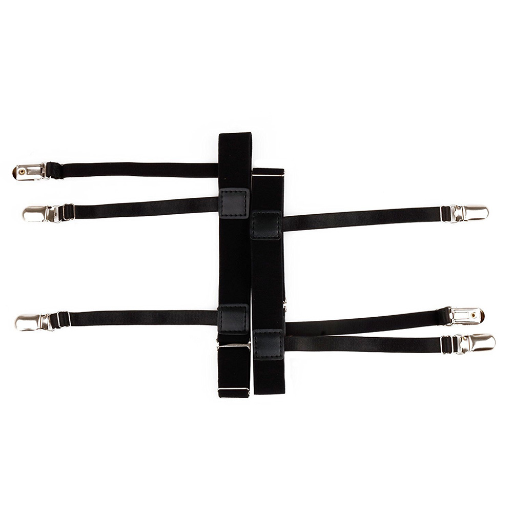 2 Pcs Men Shirt Stays Belt with Non-slip Locking Clips Keep Shirt Tucked Leg Thigh Suspender Garters Strap