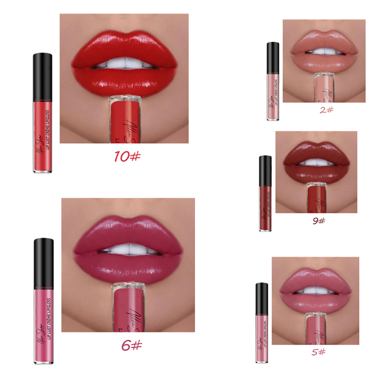 Allen Shaw Glitter Moisturized lip gloss nude color lipstick waterproof lasting vivid lip sexy female shiny liquid makeup TSLM2