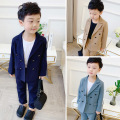 Spring Autumn Boys Double Breasted Suit Set Children Fashion Blazer + Pants 2pcs Outfit Kids Party Host Birthday Dress Costume