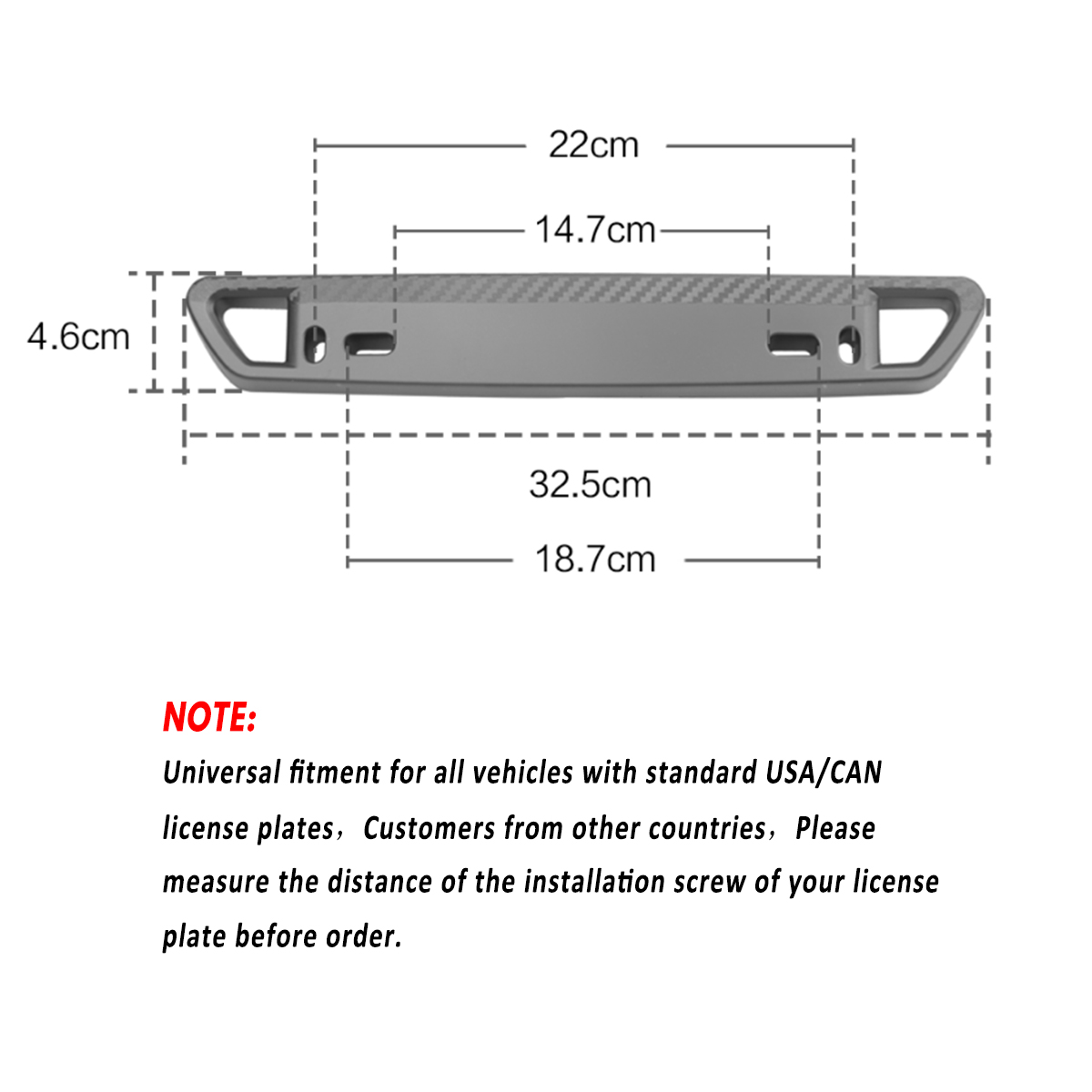 Universal 6 Colors ABS Carbon Lo Style Bumper Front Number License Plate Trim Frame Holder Decor Relocate Bracket