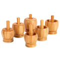 Bamboo Mortar and Pestle Grinder Pestle-Set Grinding-Bowl Garlic Press Ginger Crusher Herb Spice Masher Kitchen Tool