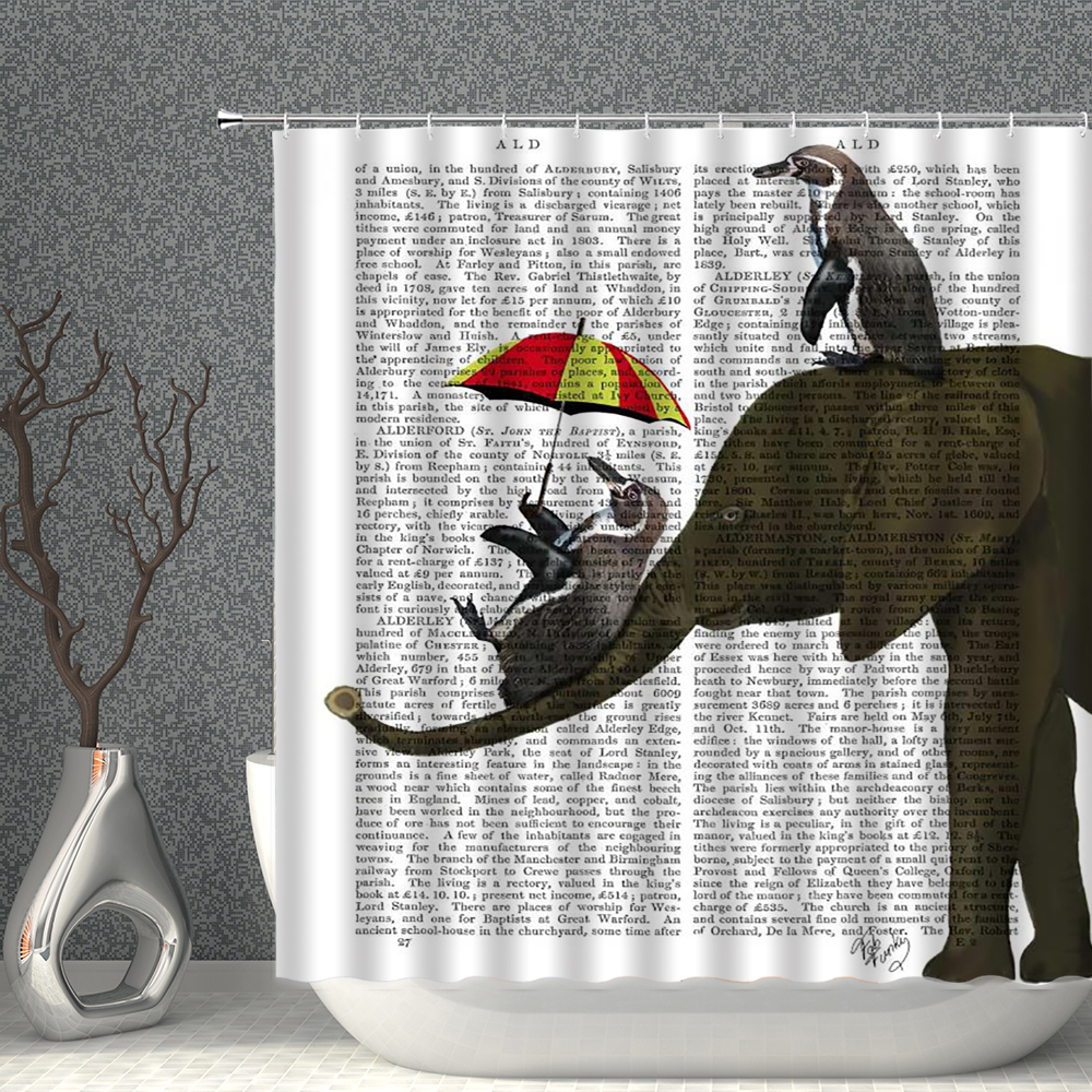 Elephant Shower Curtain Funny New Ideas Nordic Style Waterproof Polyester Bathroom Curtains Multi-size Bath Screen With Hooks