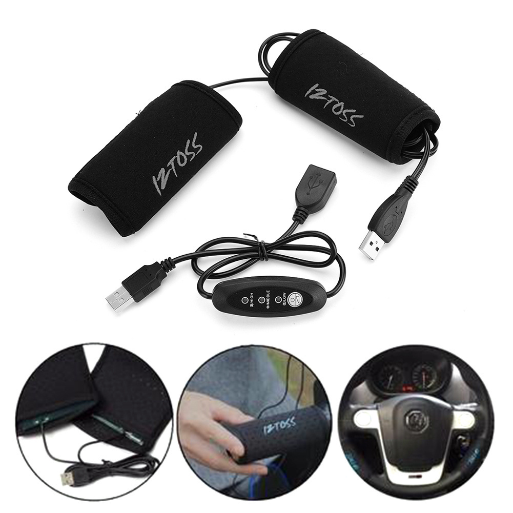 DC5V Warm Scooter Motorcycle Electrical USB Heated Grips With Temperature Control Switch Motorbike Grip Handlebar Heater Cover