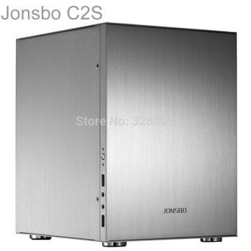 Jonsbo C2 Silver C2S HTPC ITX Mini computer case in aluminum support 3.5'' HDD USB3.0 Home theater computer