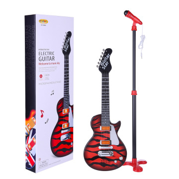 Children Musical Instrument Toys Electronic Guitar With Standing Microphone For Children Educational Toys Birthday Gift - Red