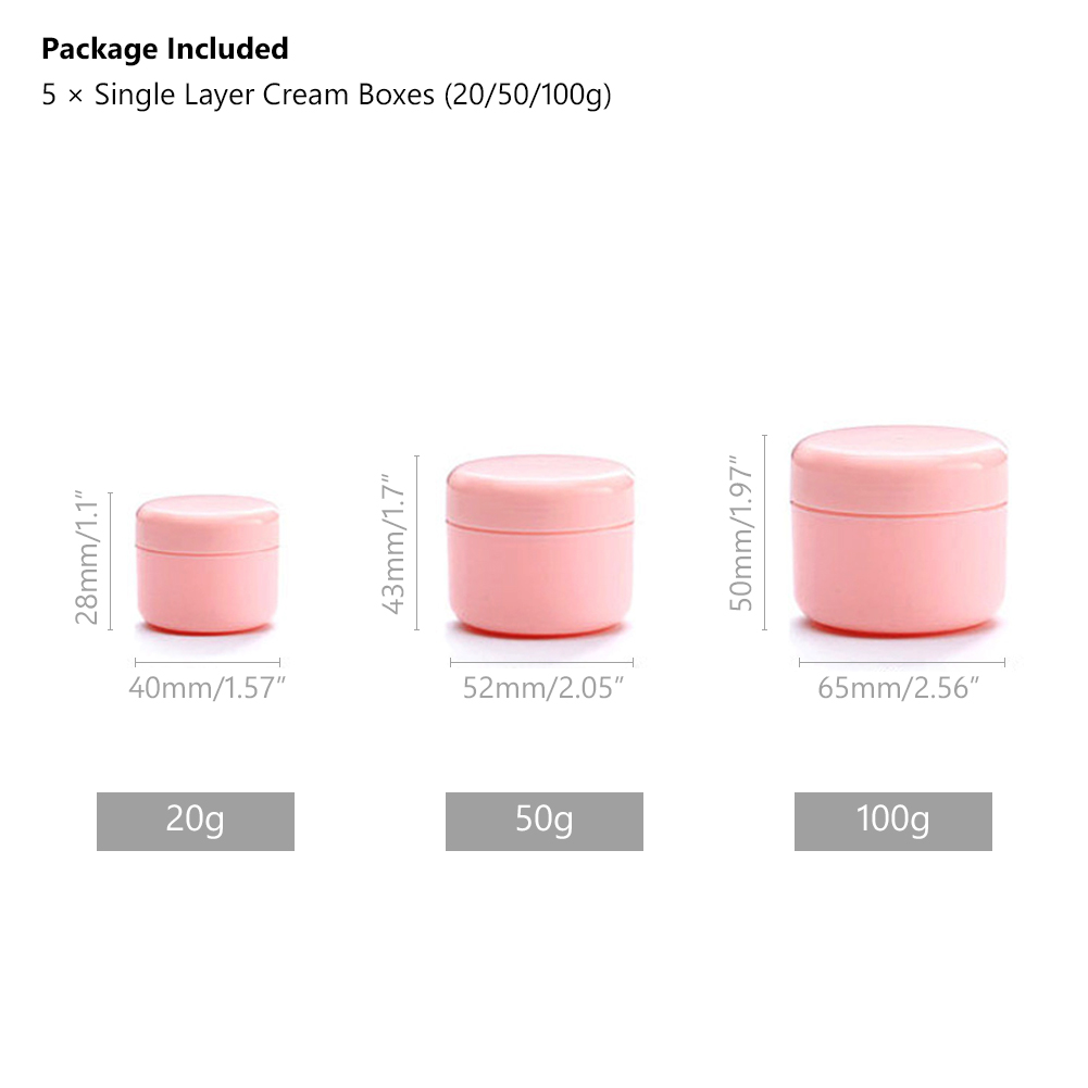 5Pcs Plastic Empty Makeup Jar Pot With Lid 20ml 50ml 100ml Refillable Sample bottles Travel Face Cream Lotion Cosmetic Container