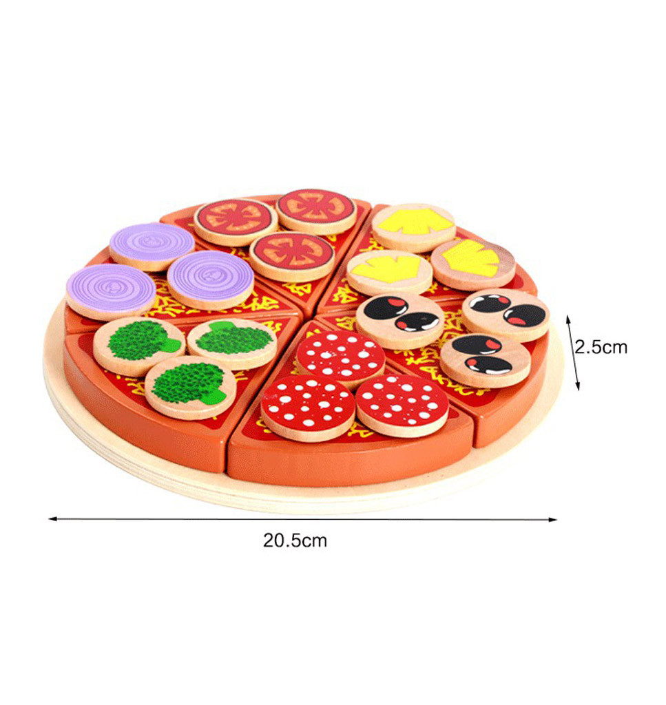 Simulation Pizza Wooden Kitchen Toys Fruit Vegetable with Tableware Food Cooking Tableware Children Kitchen Pretend Play Toy