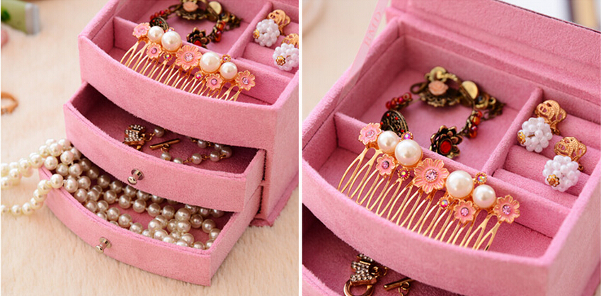 Multi Layer Jewelry Box For dresser Make Up Organizer Jewelry Display Case Storage Box Cosmetic Organizer Birthday Gift For Girl