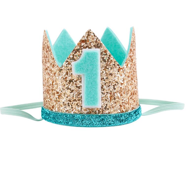 1 Pc New Creative Cute Boys 1st Birthday Silver Blue Gold Crown Kids Golden Blue Birthday Boy for Cake Smash Birthday Party Hat