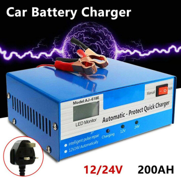 New12V/24V 10A Intelligent Car Battery Charger Intelligent Pulse Repair Battery Charger 12V/24V Truck Motorcycle Charger