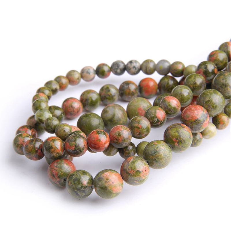 Natural green red Unakite genuine Stone beads 6mm 8mm 10mm Loose spacer Beads Accessories For women Jewelry Making diy bracelet