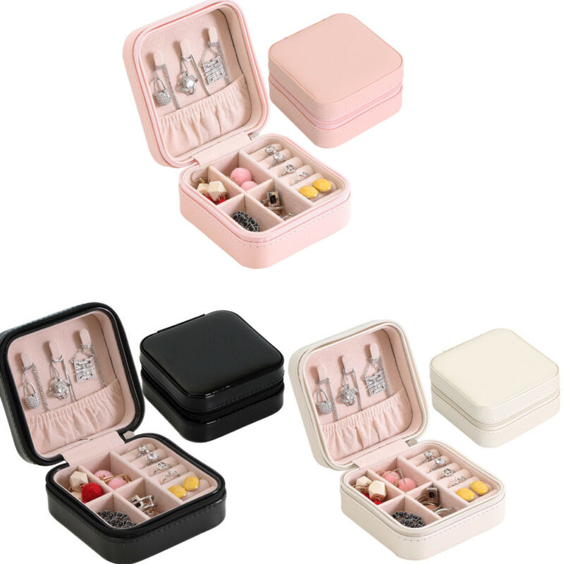 Portable Travel Jewelry Box Organizer Jewelry Ornaments Storage Case Earring Ring Necklace Storage Box Valentine's Day Gift