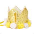 Baby boy girl party cartoon hats First 1st Birthday Party Hat Gold princess prince Crown One Two Three Year Old Self-sticking