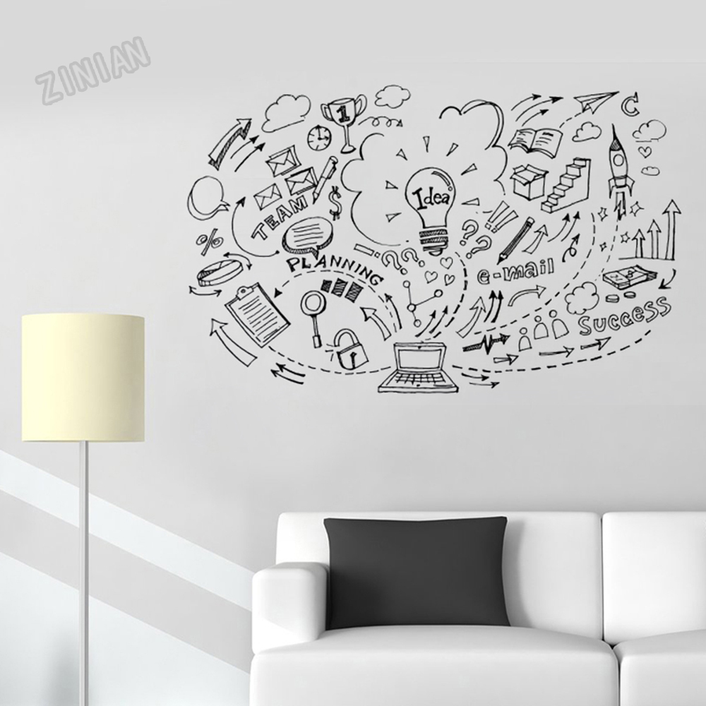 Inspirational Wall Sticker Network Technology Company Window Decals Office Removable Creative Idea Vinyl Art Murals Decor Y258