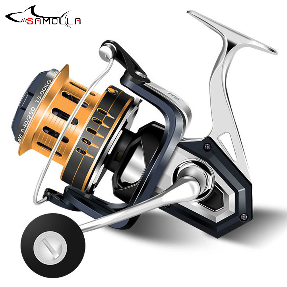 New Big Fishing Reel Spinning Reels Light Full Metal Carp Drag 15kg 10+1BB Spool Fish Surfcasting Reel Pesca Molinete Angeln