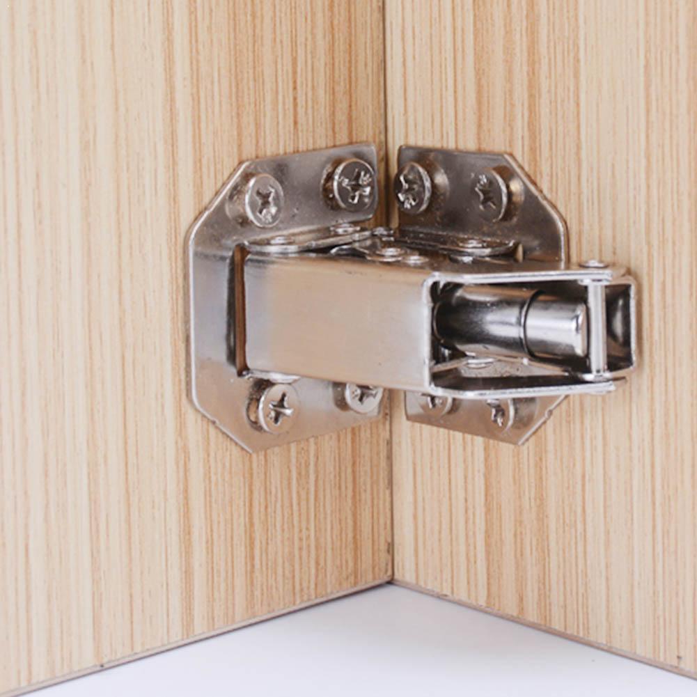 90 Degree Cabinet Hinges 3/4 Inch No-Drilling Hole Door Hinge With Spring Shaped Hardware Cupboard Bridge Screws Furniture H1A2