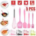 Silicone Cooking Utensils Wooden Handle Kitchen Set Cooking Tools Sets Accessories with Stainless Steel Storage Box