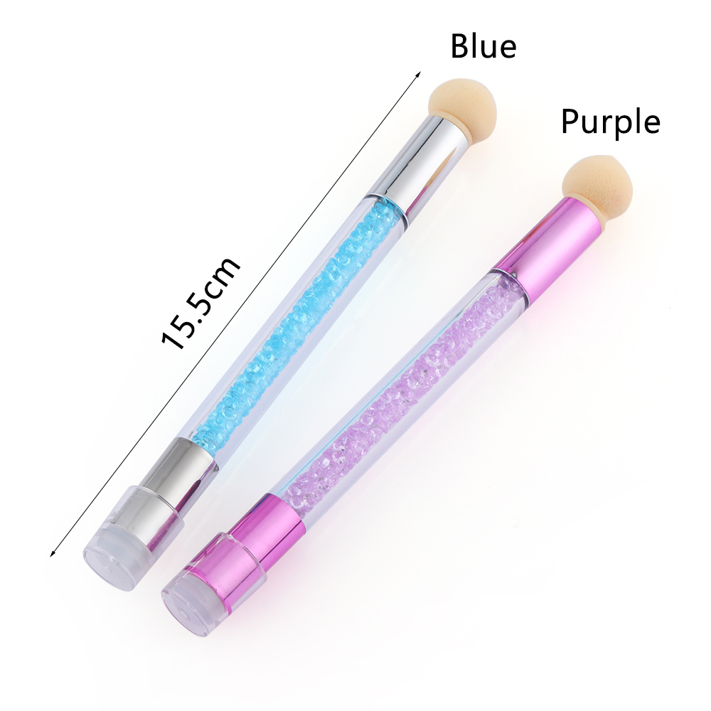 Double End Nail Art Gel Polish Color Gradient Brush Sponge Head Transfer Stamping Rhinestone Handle Blooming Pen Manicure Tool